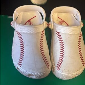 Kids Baseball-Themed White crocs